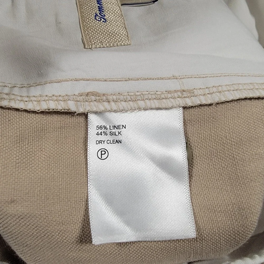 Tommy Bahama Brosnan Pants Mens 40x30 Khaki Linen Silk Flat Front Chino Coastal